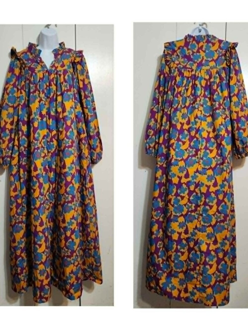 Fantastic Fawn Cottagecore Prairie Floral Dress M Peasant Ruffle Maxi Pockets